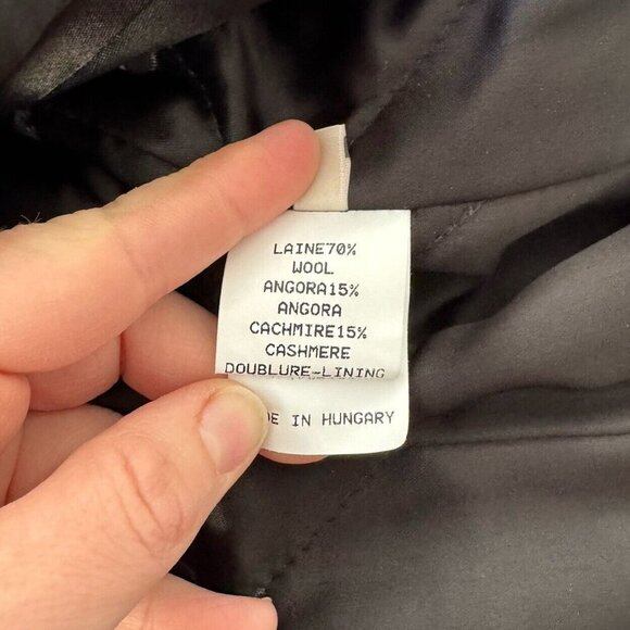 Vintage Y2K Ramosport Black Trench Overcoat Grommet Studded Cashmere Wool Coat - Picture 12 of 16
